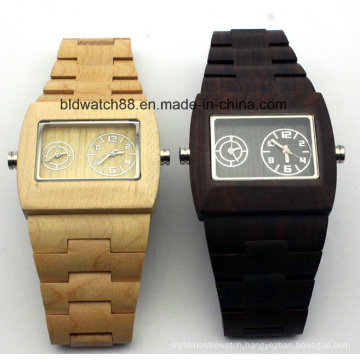Quality Mens Dual Movement Wooden Wrist Watches